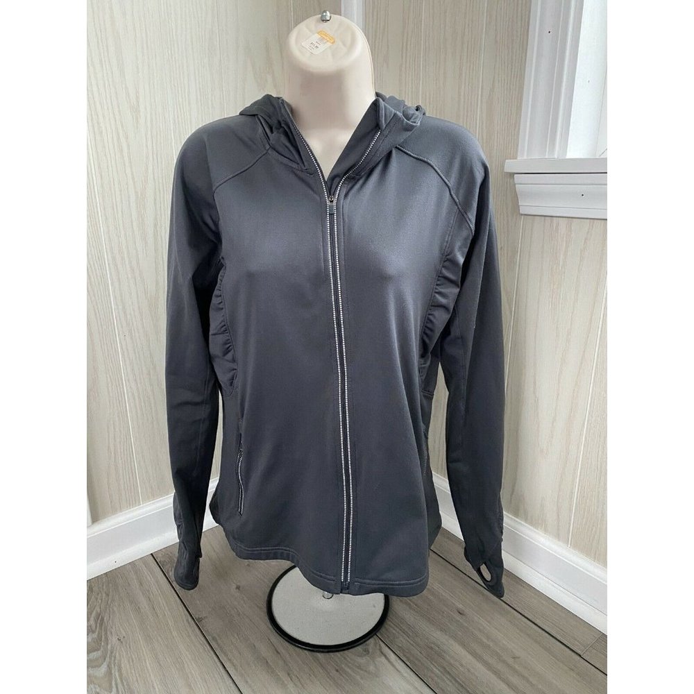 ATHLETA Full Zip Medium Gray full zip Hoodie Athletic Top RN# 54023
